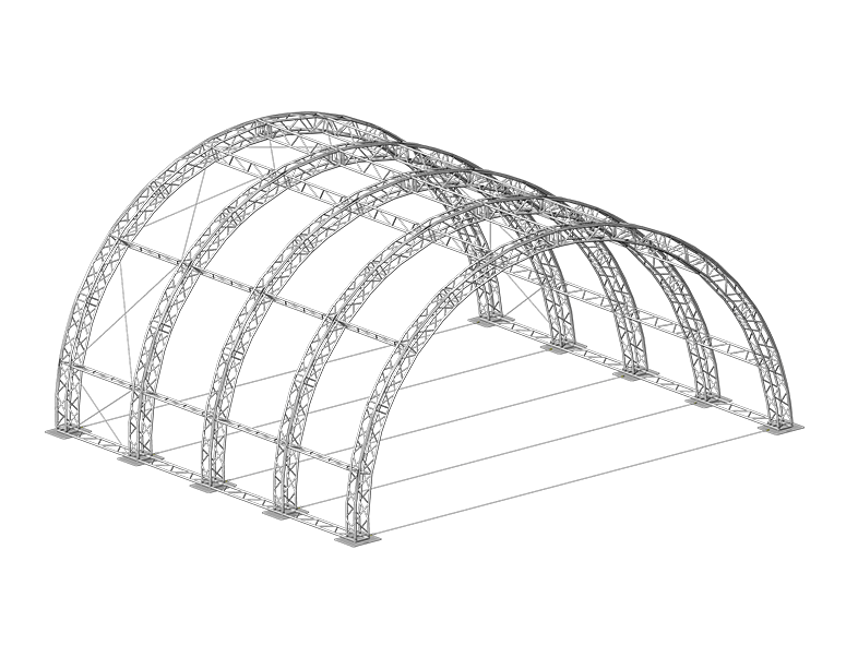 ROOF 12x12x6 ARCH | 41x41x22ft (12x12x6m) aluminum truss arched roof structure | TrussGear – for all your aluminum truss needs