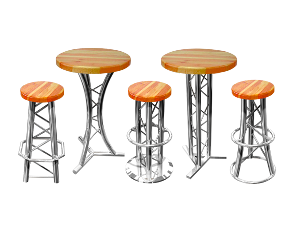 Truss Furniture | Bar stools, round tables made of truss | TrussGear – for all your aluminum truss needs