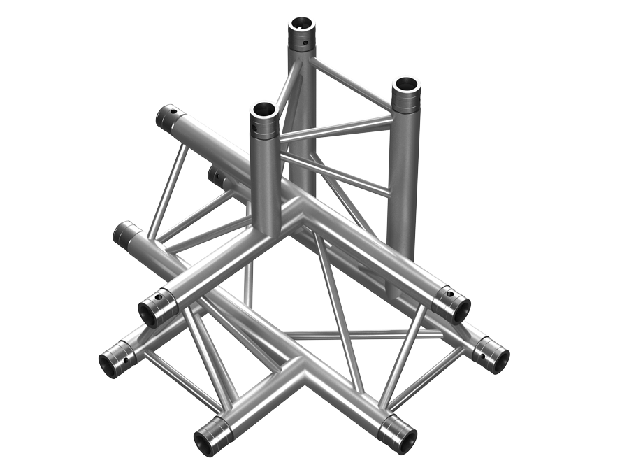PT Truss  | PT33  | 4-way T-junction apex down | trussaluminium – for all your aluminium truss needs